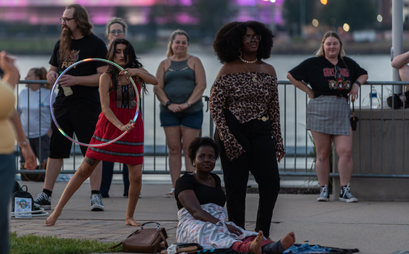 A person hula hooping 