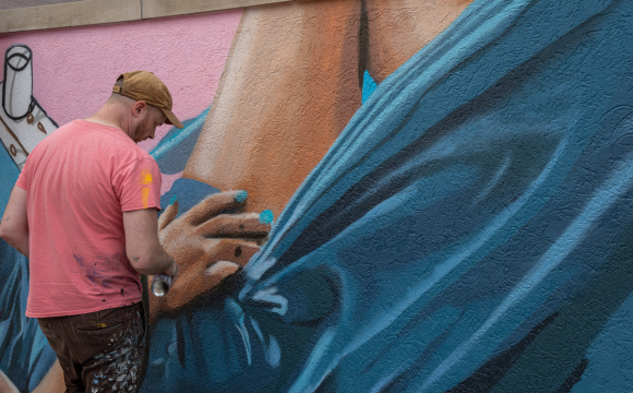 Mural in downtown Rock Island at WHBF-TV CBS4