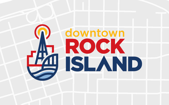 Downtown Rock Island Logo with grid map