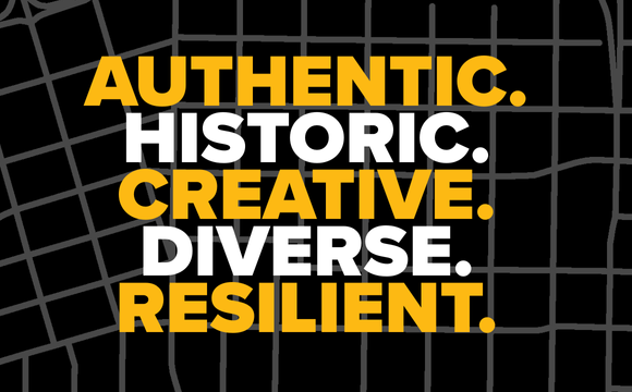 Downtown Rock Island Grid Map with Brand Pillars