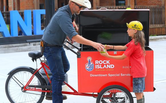 Man & child with bike
