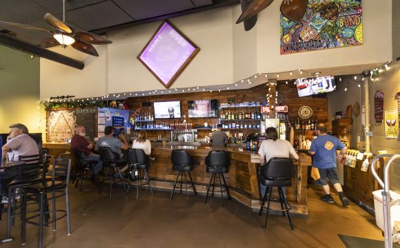 interior of a bar at Bent River Brewing in Rock Island