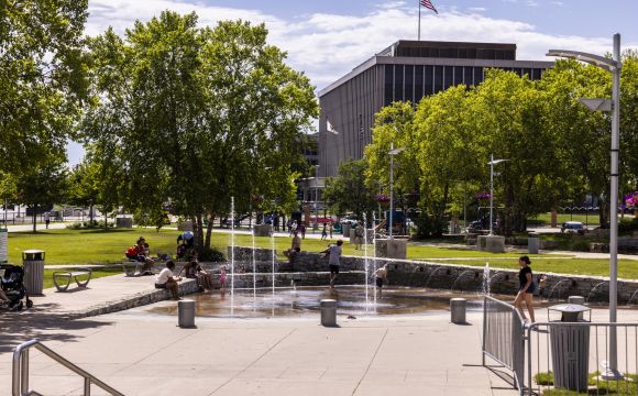 spray fountain at Schwiebert Park