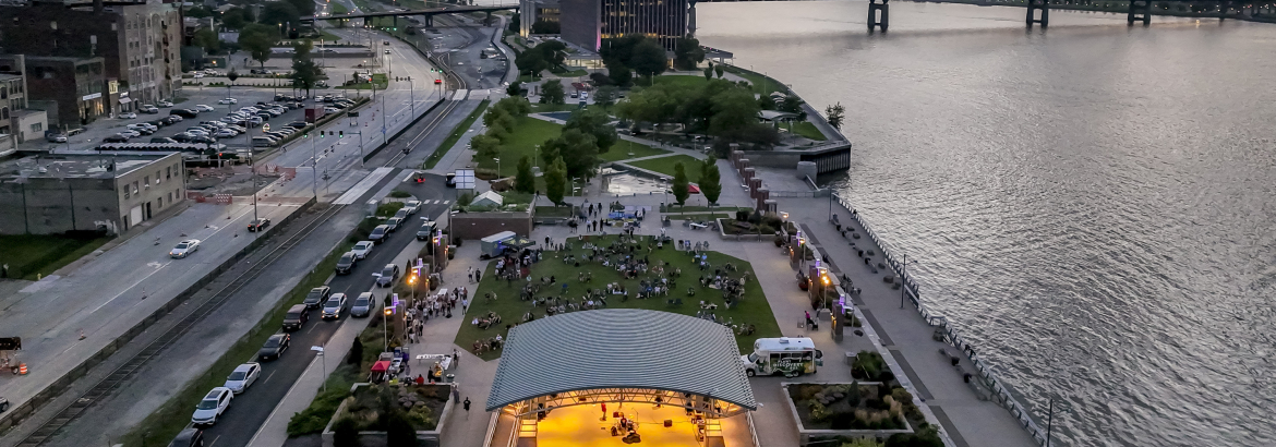 Event at Schwiebert Riverfront Park Arial 