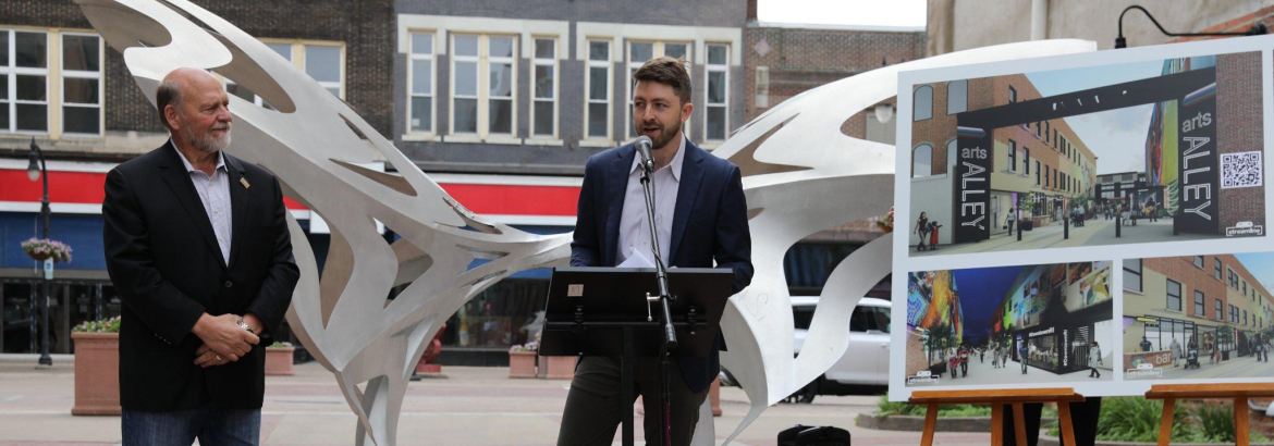 A speech given by Rock Island Downtown Alliance Jack Cullen & Mayor of the City of Rock Island